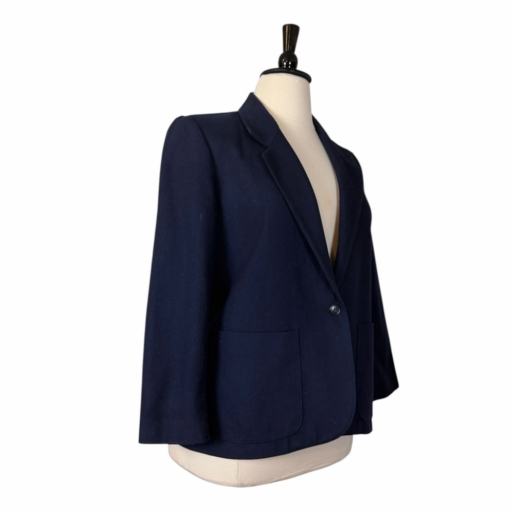 Vintage Accent Navy Wool Blazer Women’s Size 14 Made USA ILGWU Tailored Jacket - Picture 3 of 12